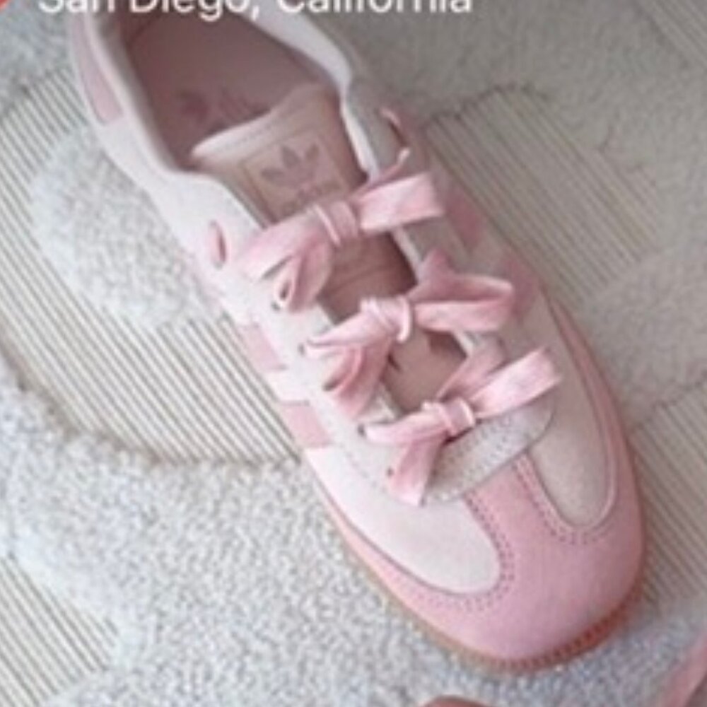 Adidas Women's Blush and Beige Sneakers Samba adorable pink (couquette bow)